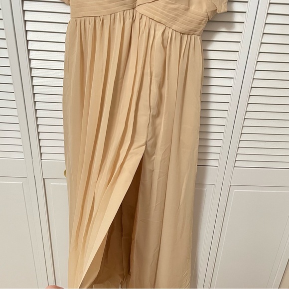 NWOT Wear Your Love Champagne Chiffon Maxi Bridesmaid Dress Pockets Corset Bride - Picture 7 of 16